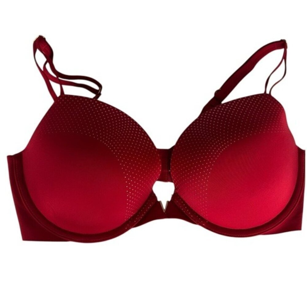 Victoria’s Secret Push-Up Bra 34D Red with Gold Dot Embellishment | Glam & Sexy